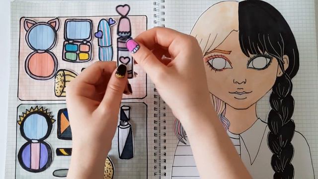 (🌈 Paperdiy🌈) Wednesday And Enid Makeup 💄💋 Paper Cosmetics | ASMR 💖 | Bunny Boo