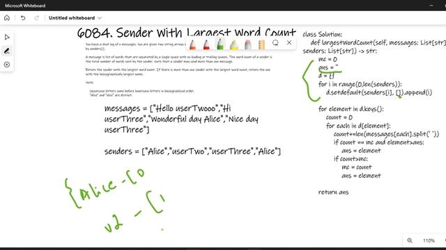 2284. Sender With Largest Word Count | Python смотреть онлайн