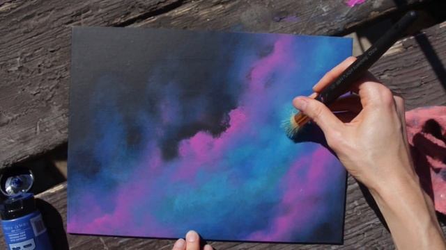 Easy space painting in acrylics / step by step ✨ смотреть онлайн