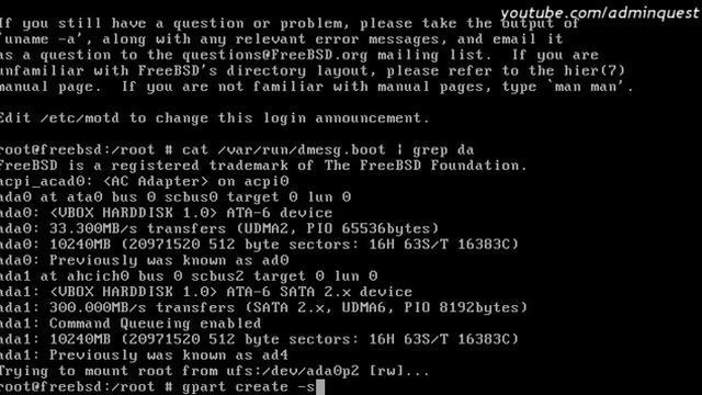 Установка нового жесткого диска в FreeBSD / Install a new hard drive under FreeBSD смотреть онлайн