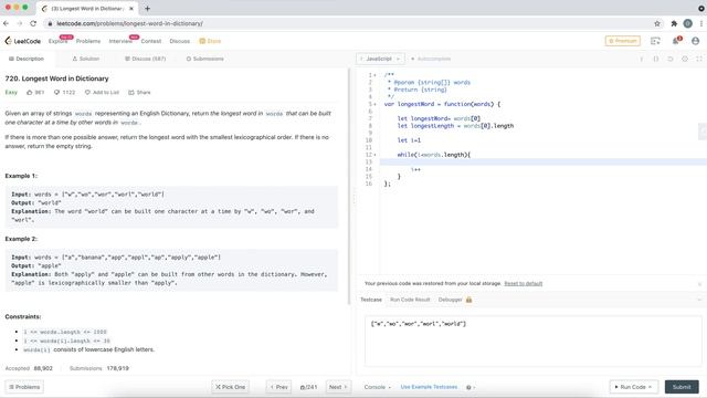 Longest Word in Dictionary JAVA SCRIPT(LeetCode 720. Algorithm Explained)|JavaScript смотреть онлайн