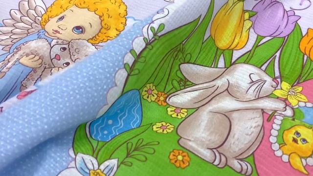 Вафельное полотно "Волшебная Пасха" цв.голубой, ш.1.5м, хл-100%, 165гр/м.кв, раппорт 63см АРТ 12733 смотреть онлайн