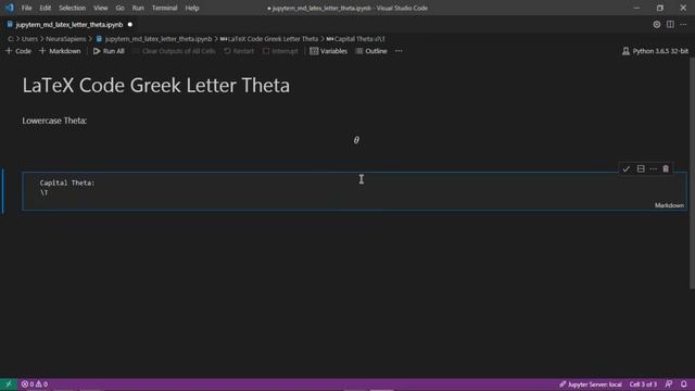 Jupyter Notebook | Markdown | LaTeX | How to Show Greek Letter Theta Using LaTeX Code смотреть онлайн