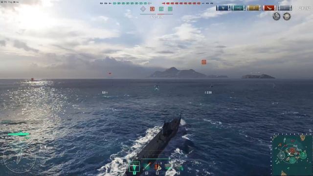 World of Warships Подводная лодка Cachalot, утопил крейсер, подводную лодку и линкор, 3 фрага смотреть онлайн