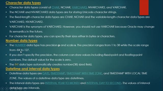 Data types in ORACLE 19C - ORACLE 19C SQL & PL/SQL Full Course in Telugu-Lesson-5 смотреть онлайн