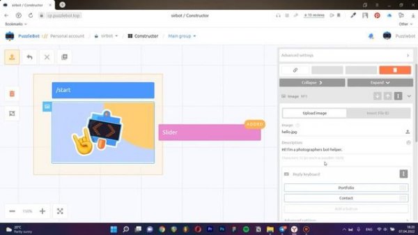 Creating a Slider in the Telegram Bot / Replaceable Inline Commands / Difference of commands