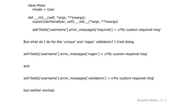 Django : Django Rest Framework - how to create custom error messages for all ModelSerializer fields смотреть онлайн