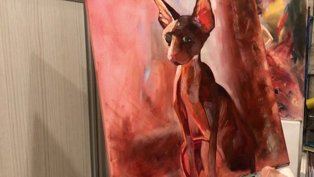 Oil Painting. How to draw a Sphinx Cat. Живопись маслом, рисуем Сфинкса. смотреть онлайн
