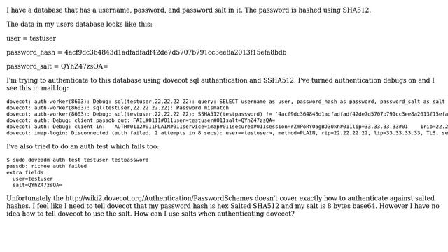 DevOps & SysAdmins: Authentication with Dovecot, SHA512, and salts смотреть онлайн
