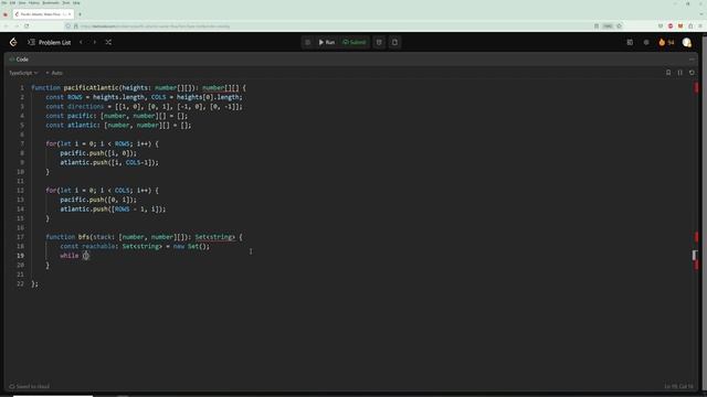 Pacific Atlantic Water Flow - Blind 75 # 70 - TypeScript смотреть онлайн