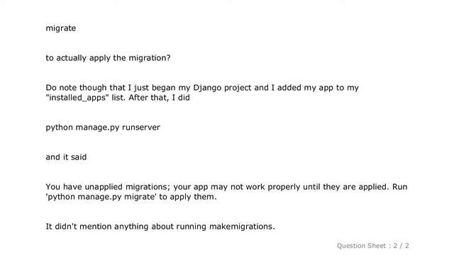 Django : Django 1.8 - what's the difference between migrate and makemigrations? смотреть онлайн