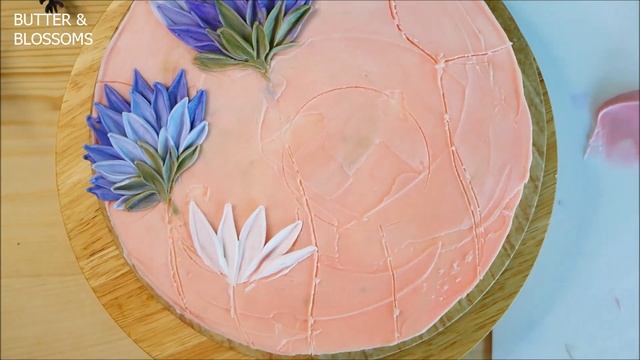 Palette knife "Chrysanthemum", Buttercream flowers painting on cake, Tutorial | Butter & Blossoms смотреть онлайн