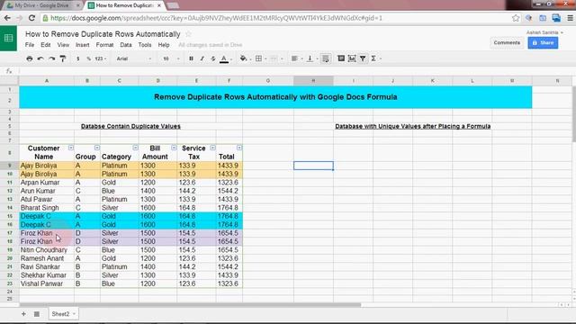 Remove Duplicate Value Rows Automatically in Google Docs Excel Sheet смотреть онлайн