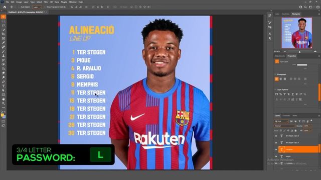 Barcelona Line Up Design | FREE PSD ? | Photoshop Tutorial