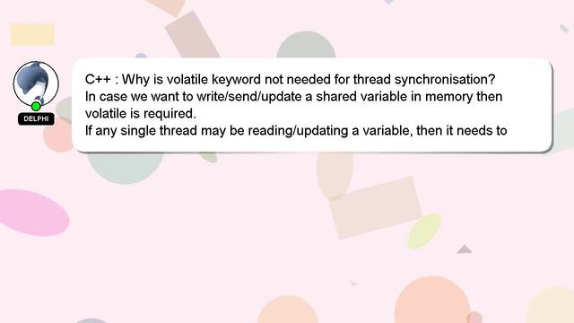 C++ : Why is volatile keyword not needed for thread synchronisation? смотреть онлайн