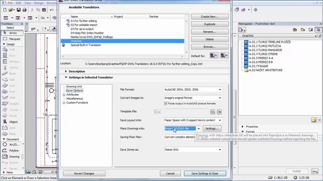 Export from ArchiCAD PLN to AutoCAD One single DWG file смотреть онлайн