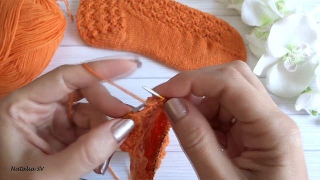 Носки ажурные спицами "Апельсинка". Подробный мастер-класс #socks #crochet смотреть онлайн