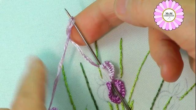 How To Embroider Iris Flowers | Dimensional Embroidery