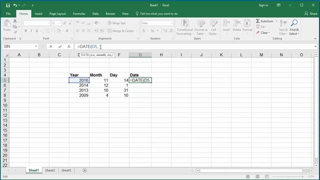 How to Create Date from year month day in Excel 2016 смотреть онлайн