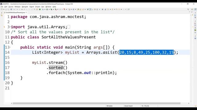 You are given a list of integers, sort all the values present in it using java Stream functions? смотреть онлайн