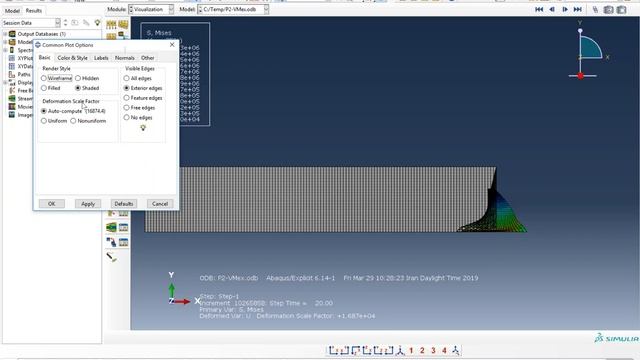 how to remove mesh from the graphical out put with true deformation in ABAQUS смотреть онлайн