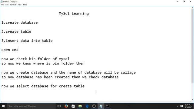 Mysql how to create database,create table,insert data into table смотреть онлайн