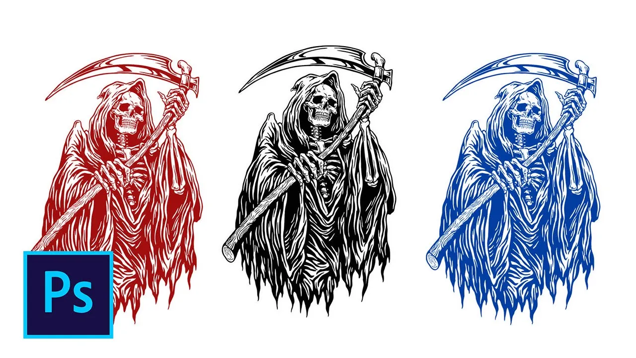 Как поменять цвет на чёрно-белой картинке в фотошопе смотреть онлайн