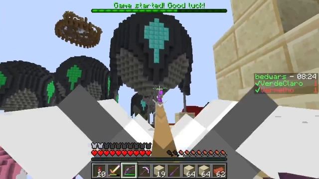 Jogando bedwars no server Mineconstruc ( host 24 h minecraft bedrock e java) смотреть онлайн