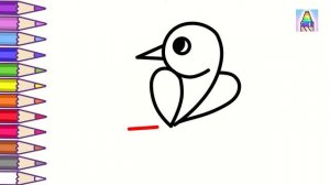 Как нарисовать ПТИЧКУ ИЗ ЦИФРЫ 9 | Раскраска для детей Животные из цифр | Coloring Kids