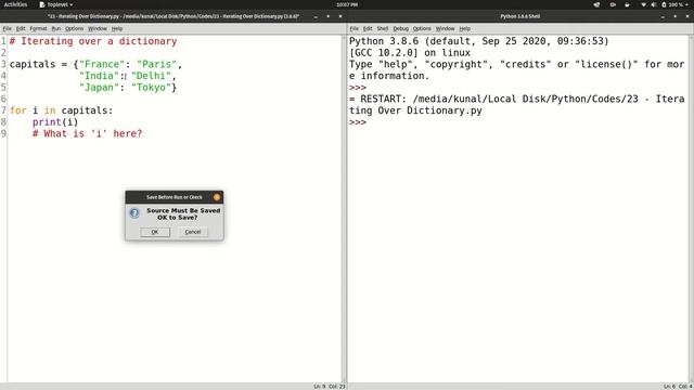Iterating over a dictionary is same as iterating over its keys | Python смотреть онлайн