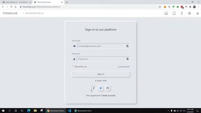 Neumorphism UI: Free Bootstrap 4 HTML5 UI Kit Website Template смотреть онлайн