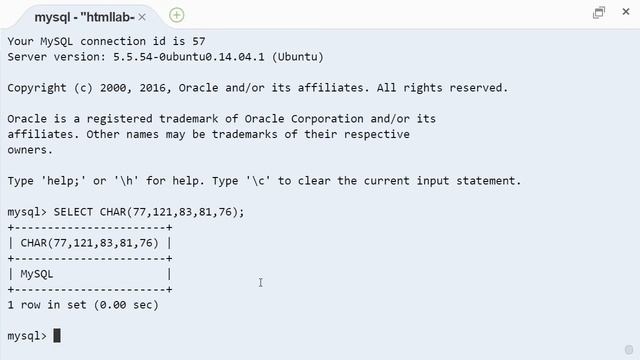 MySQL char строковая функция смотреть онлайн