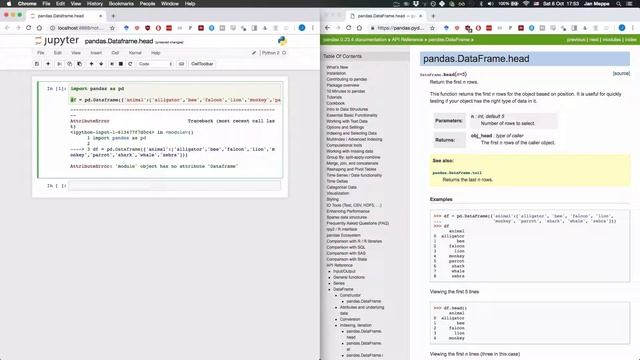 Pandas head Python tutorial: pandas.Dataframe.head смотреть онлайн
