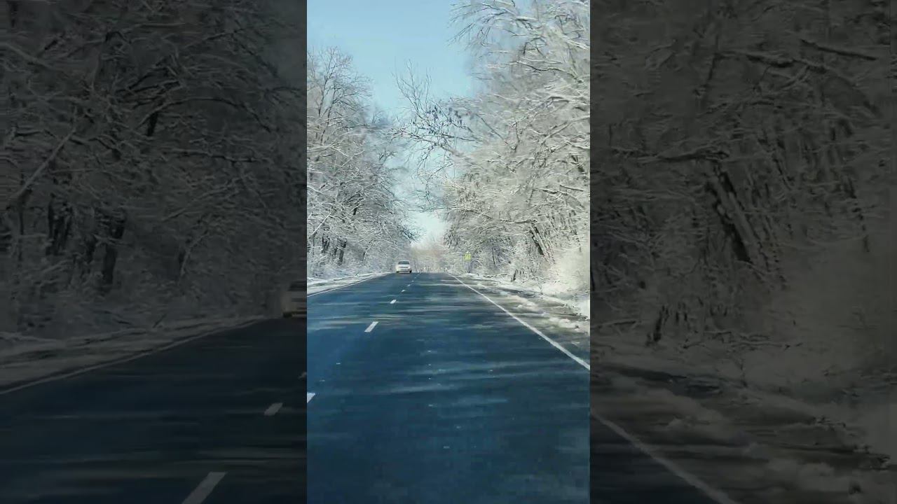Зима на Кубани. Дорога в Ейск. смотреть онлайн