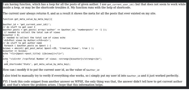 Wordpress: Get Current User Id Inside a Loop Returns 0 For a Shortcode смотреть онлайн