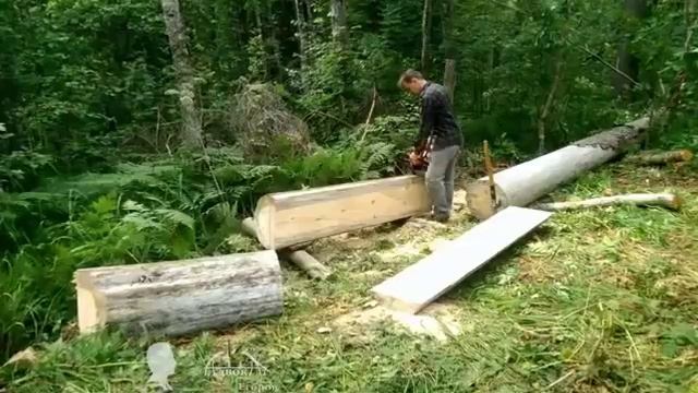 Два секрета идеального распила бревна на доски Слэб бензопилой