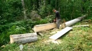 Два секрета идеального распила бревна на доски Слэб бензопилой