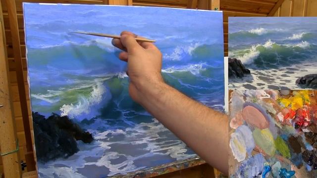 Живопись маслом прозрачная волна. Мастер-класс. смотреть онлайн