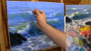 Живопись маслом прозрачная волна. Мастер-класс.