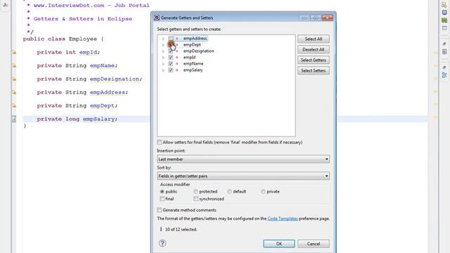 How to Generate Getters Setters in Eclipse смотреть онлайн