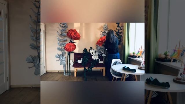 Как создать фотозону. Большие цветы из фоамирана. Идеи декора. How to make photo area. Eva roses. смотреть онлайн