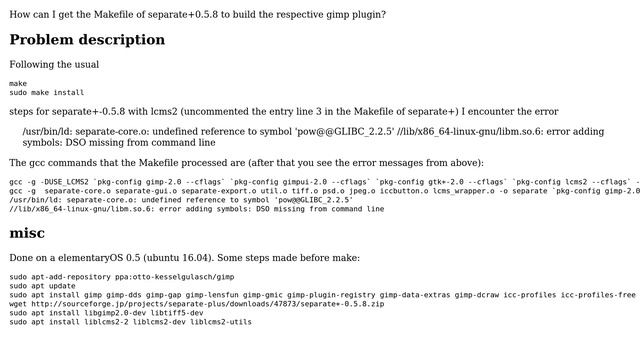 build gimp separate-plus: undefined reference to symbol 'pow@@GLIBC_2.2.5' смотреть онлайн
