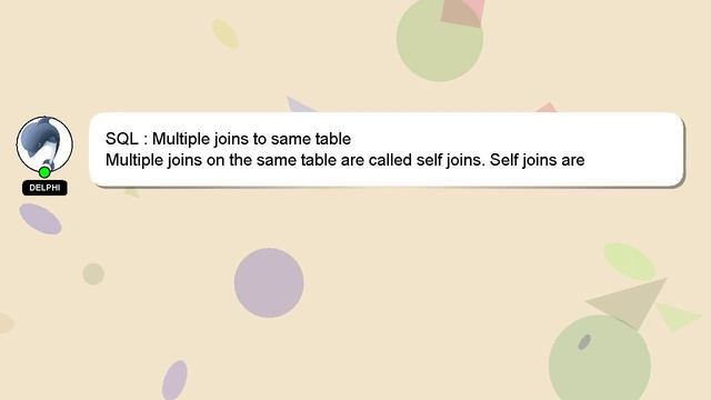 SQL : Multiple joins to same table смотреть онлайн