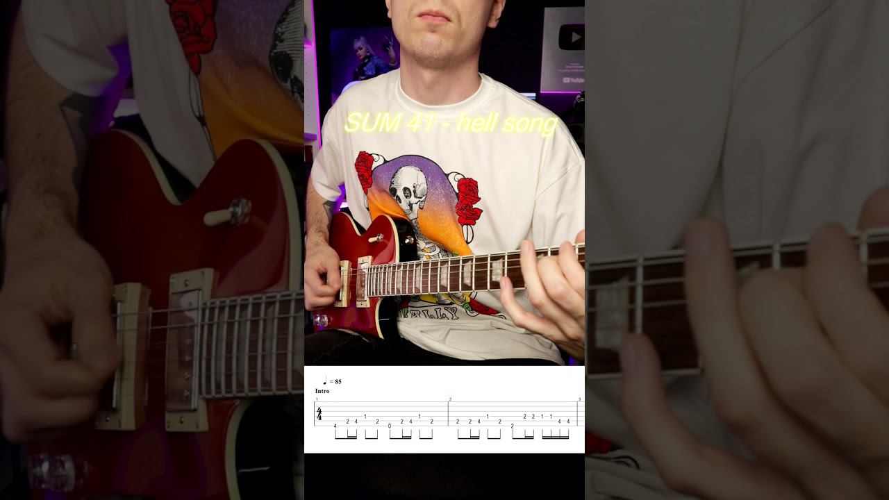 ПРОСТЫЕ РИФФЫ НА ГИТАРЕ #1 TOP EASY RIFF 1 | SUM 41 - THE HELL SONG TABS #shorts смотреть онлайн