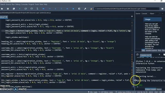 Darsh Garg / Project - 188 (Secured Login System) / WhiteHat Jr / Python Coding / Spyder смотреть онлайн