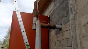 Обустройство гаража. Монтаж трубы дымохода для печи Емеля.