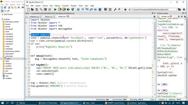 5 Python GUI Tkinter ile Gorsel Form veritabanı işlemleri смотреть онлайн