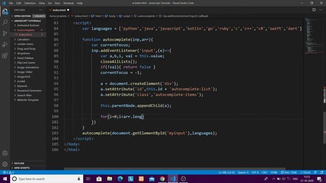 Creating autocomplete functionality using HTML CSS and Javascript смотреть онлайн