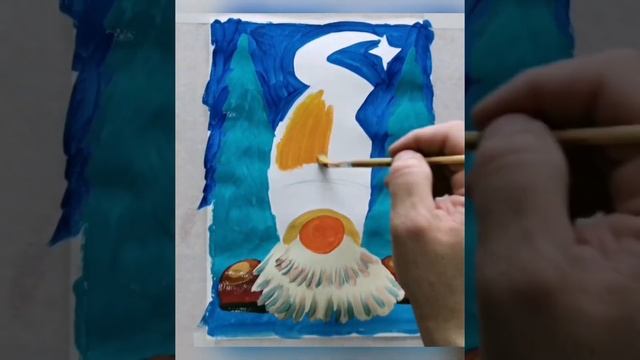 КАК НАРИСОВАТЬ ГНОМА ГУАШЬЮ /gouache drawing #Shorts смотреть онлайн