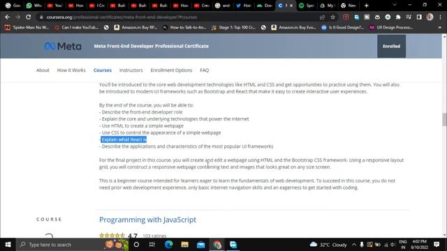 Meta Front-End Development Course with CERTIFICATION | FREE META COURSE смотреть онлайн